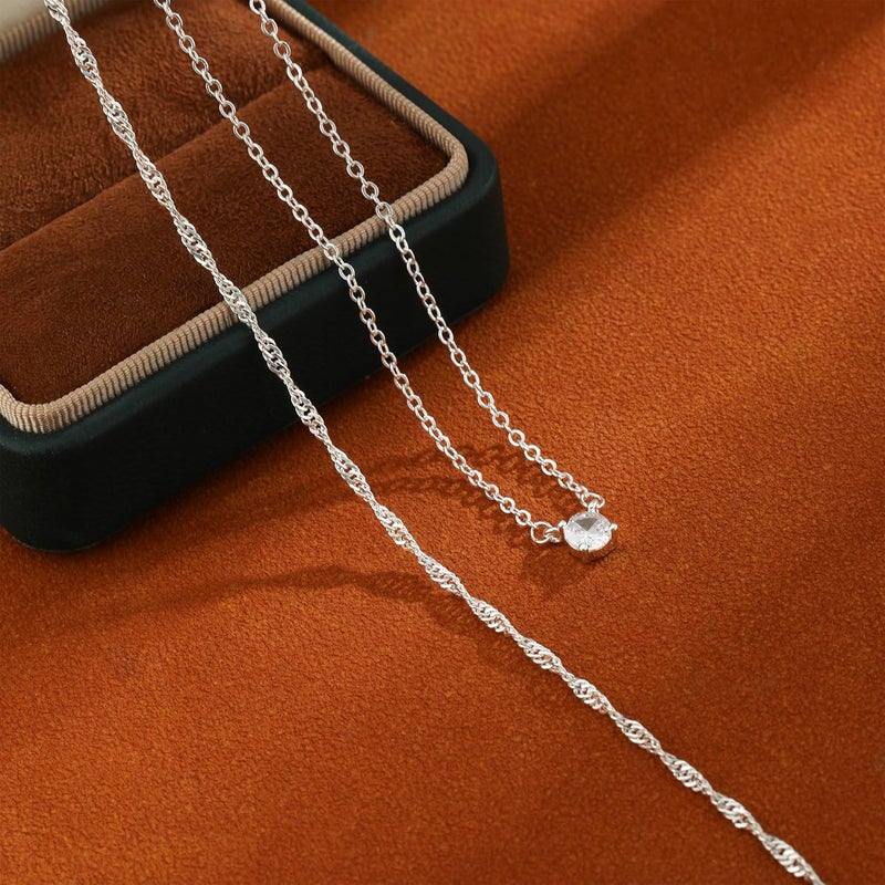 Pancert Gold Necklace for Women 14K Gold/Silver Plated Choker Diamond Necklace Set for Women Simple Dainty CZ Gold Chain Trendy Jewelry Accessories - Image 4